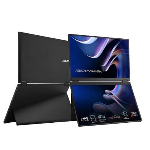 ASUS - ZenScreen Duo 14" FHD+ IPS Portable Dual Monitor with Ergo Kickstand and 360-Degree Rotation (Mini-HDMI, USB-C) - Black