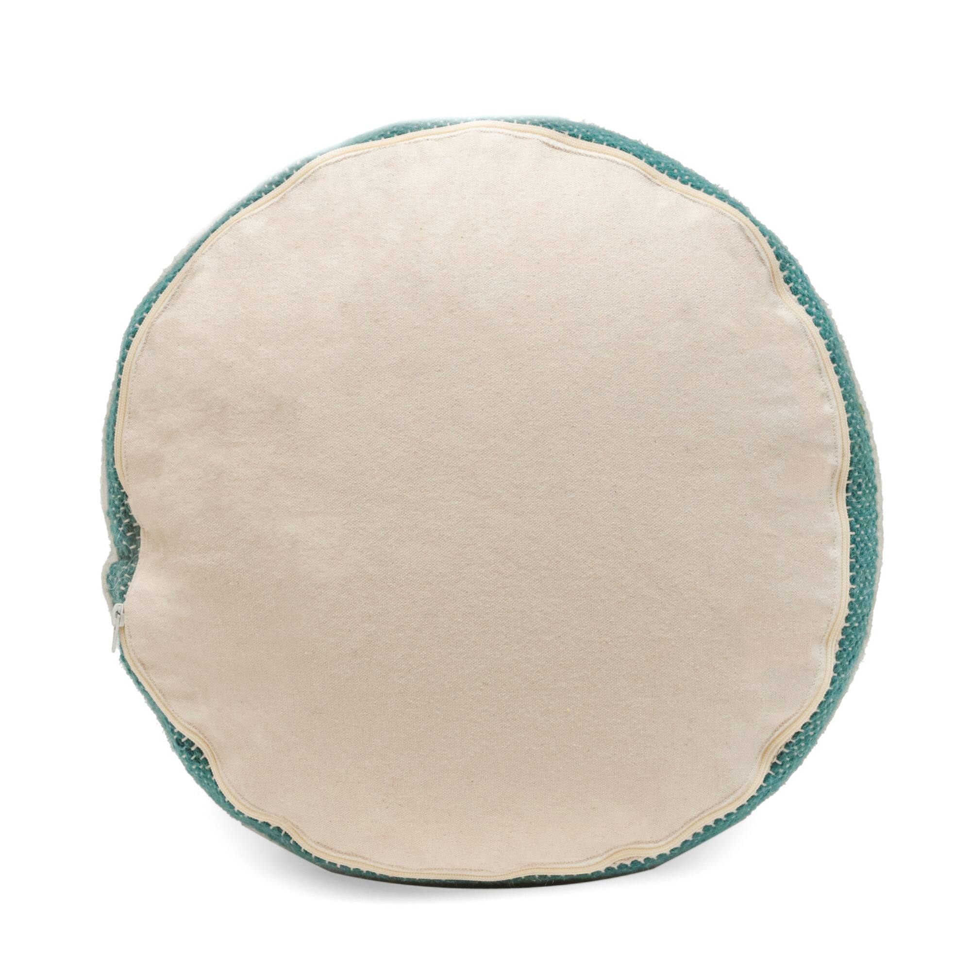 Back. GOODSILO - Handcrafted Fabric Cylindrical Pouf with Stylish Design and Durable Construction - Teal.