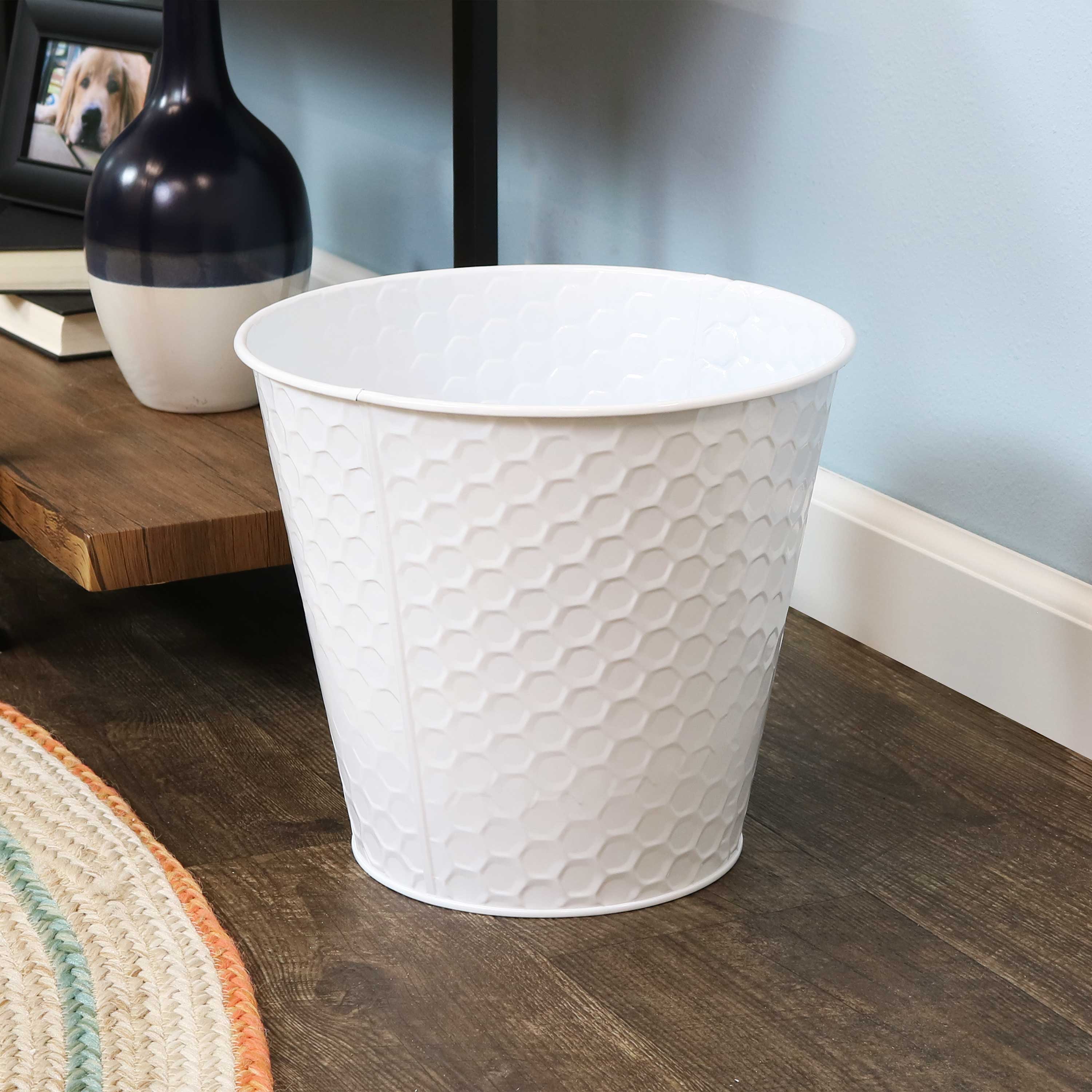 Alt View 2. Sunnydaze - Galvanized Steel Planters with Hexagon Pattern - Set of 4 - White.