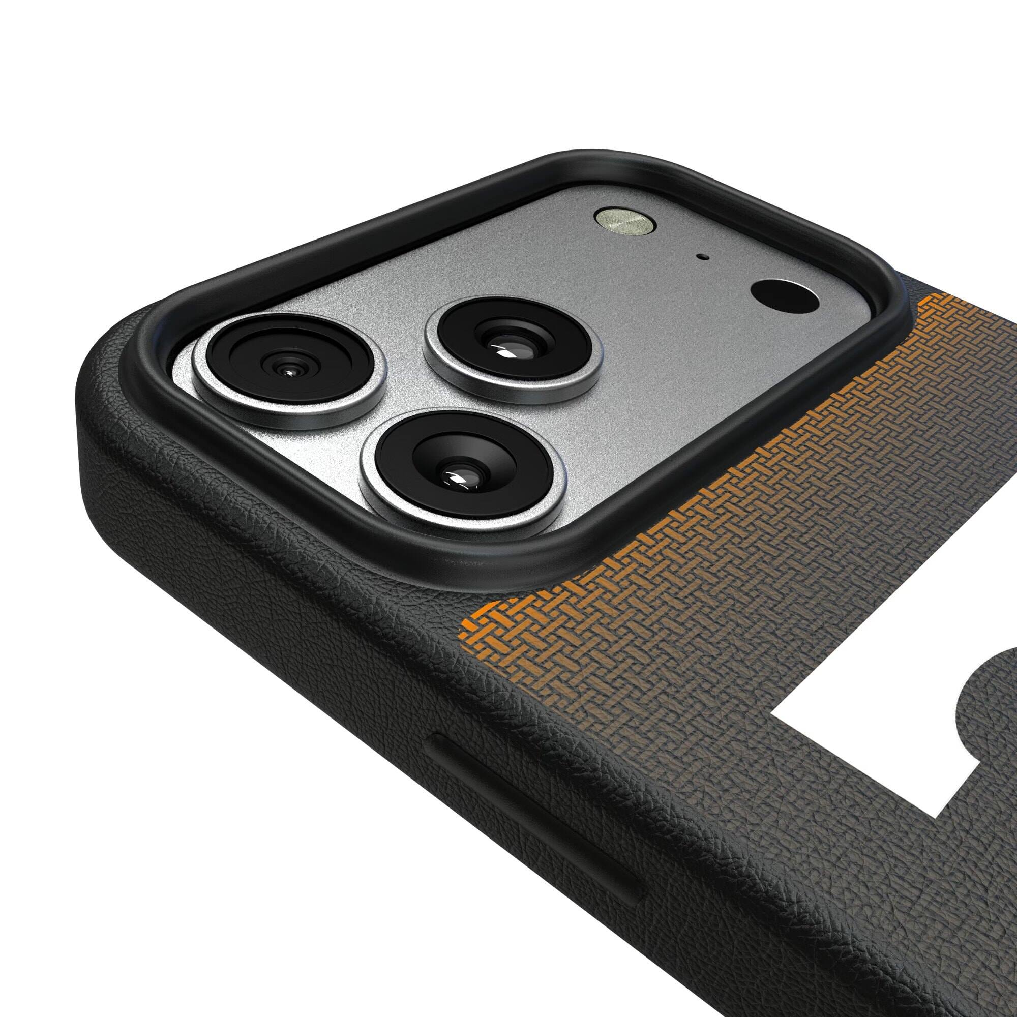 Alt View 2. Keyscaper - Tennessee Volunteers Linen Logo iPhone Magnetic Bump Case - 15 Pro - Black.