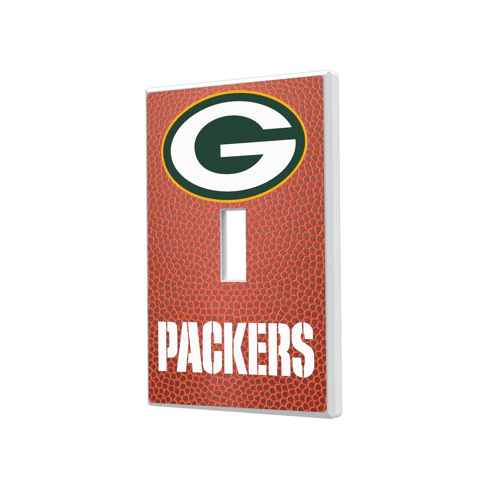 Front. Keyscaper - Green Bay Packers Football Design Single Toggle Light Switch Plate - Multicolor.
