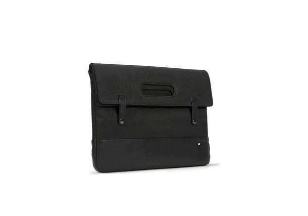 Front. PKG - Grab-Bag Foldover Tote Bag - Black.
