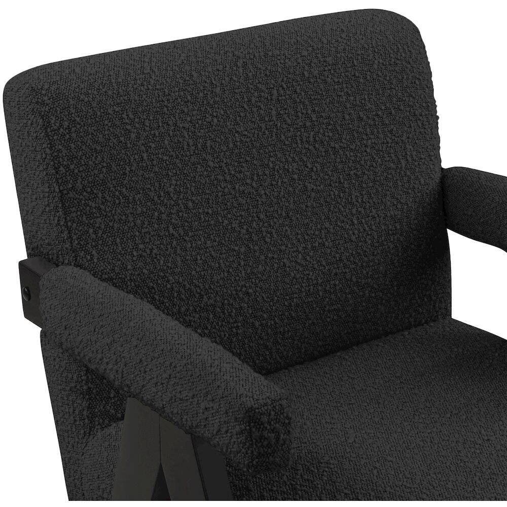 Alt View 4. Meridian Furniture - Woodloch Black Boucle Fabric Accent Chair - Black.