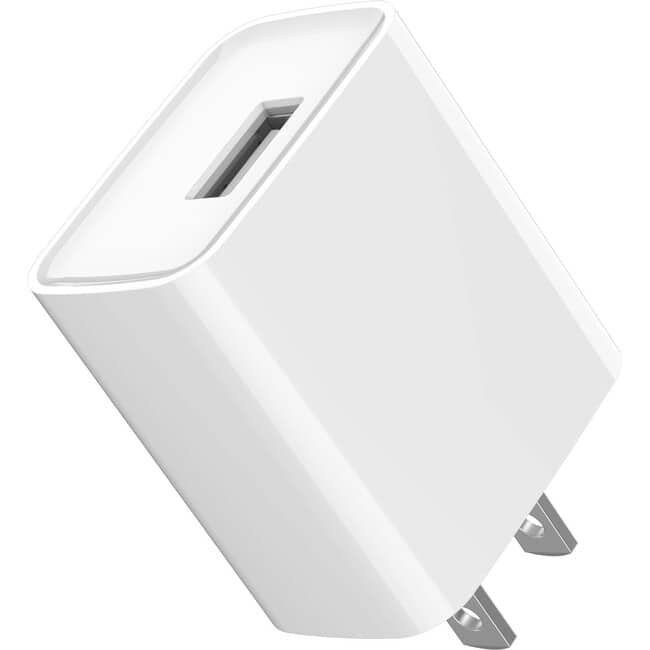 4XEM - 4XEM's 12W Wall Charger with 1 USB-A Port - White - 4XEM's 12W USB-A Charger - White - Total Power Budget 12W, Input - White