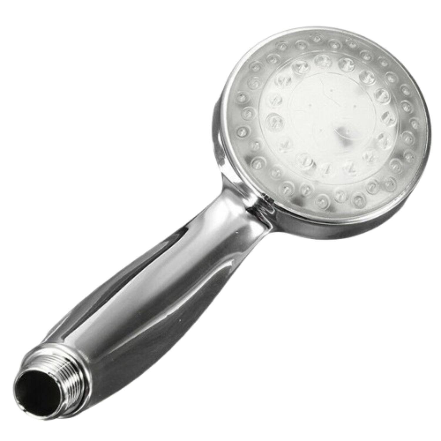 Front. Home Collection - 7-Color LED Shower Head – Automatic Waterfall Bathroom Shower with Temperature-Changing Light - Silver.