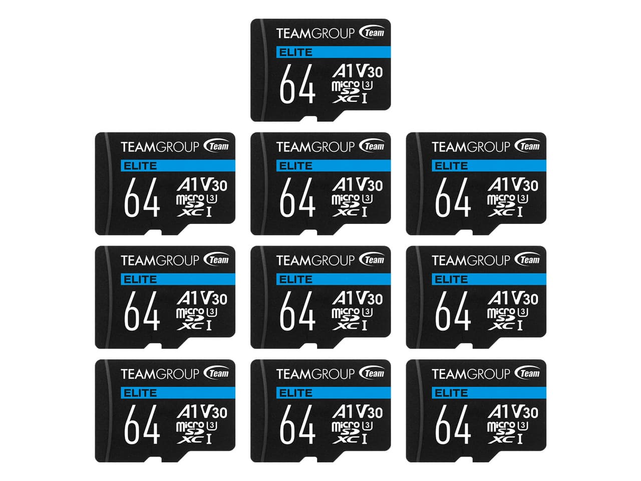 Team Group - Team 10 Pack Elite 64GB microSDXC A1 Card Model TEAUSDX64GIV30A103
