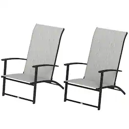 Outsunny - of 2 Outdoor Dining Chairs with High Back, Armrests, Folding Patio Chairs for Patio, Lawn - Gray