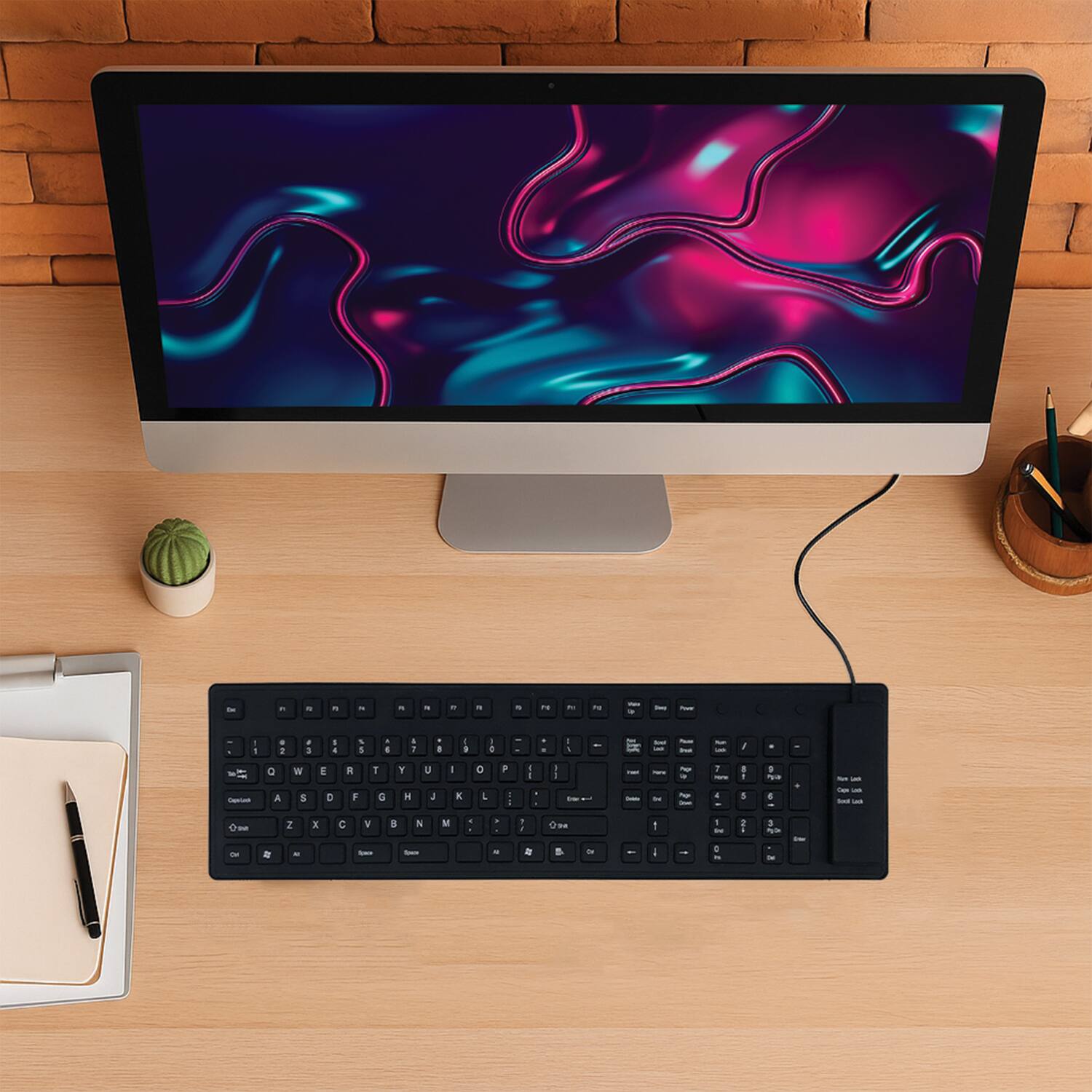 Angle. Ciao Tech - USB-Powered Computer Roll-up Full Keyboard - Black.