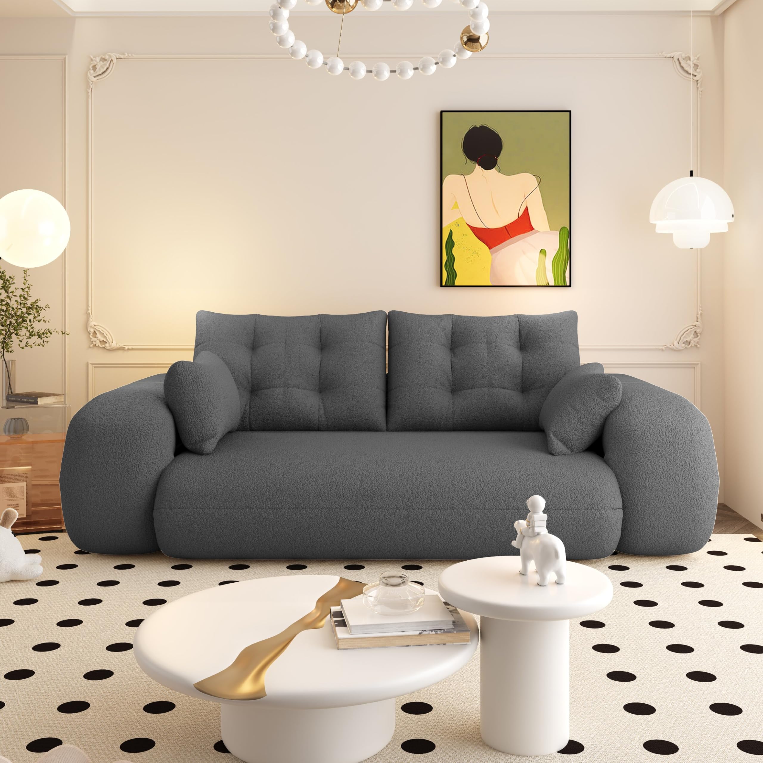 Alt View 7. Ecooso - Human Dog Bed Lazy Sofa Couch, 78.7" Multi-Functional Foldable Sofa Bed, 3-in-1 Foam Sleeper Sofa for Living Room - Grey.