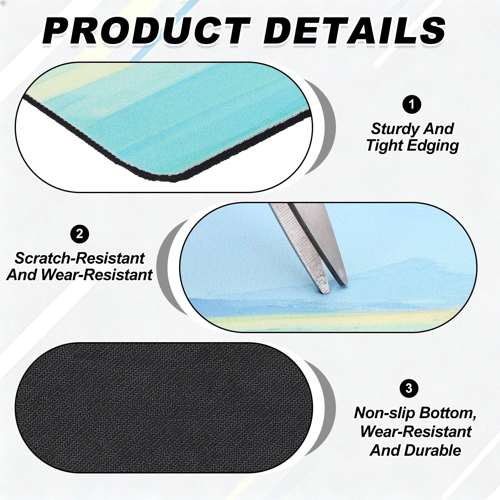 PRODUCT DETAILS

1. Sturdy And Tight Edging
2. Scratch-Resistant And Wear-Resistant
3. Non-slip Bottom, Wear-Resistant And Durable