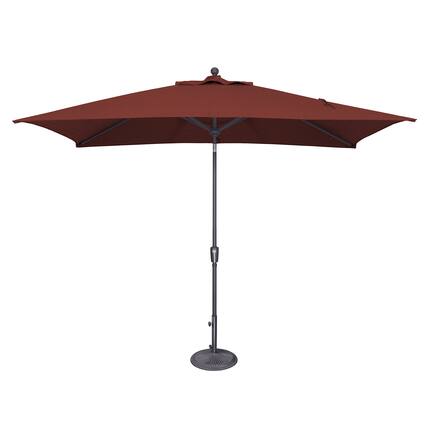 Front. Mondawe - 6.6' x 10' Rectangle Patio Umbrella Push Button Tilt Anthracite Frame - Henna.