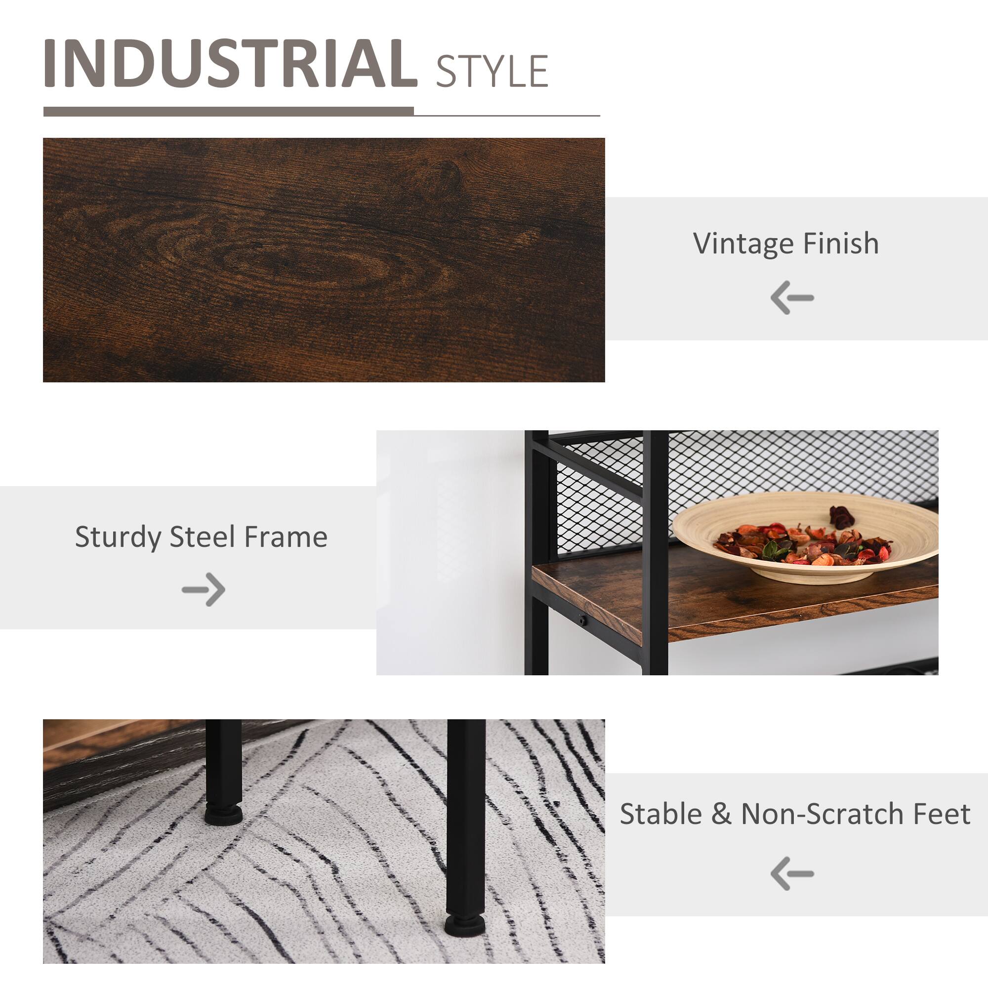 INDUSTRIAL STYLE
Vintage Finish
Sturdy Steel Frame
Stable & Non-Scratch Feet