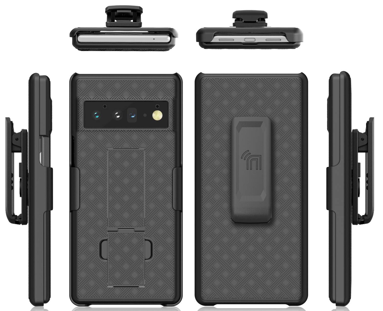 Alt View 9. Nakedcellphone - Case with Stand and Belt Clip Holster for Google Pixel 6 Pro - Black.