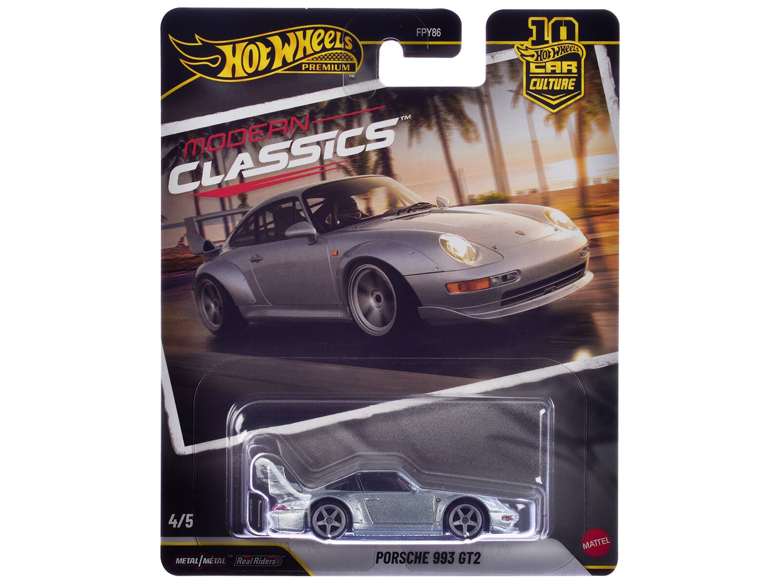 FPY86 Hot Wheels Premium TM Classics Modern 10 Hot Wheels Car Culture 4/5 Metal Metal/Metal Metal Real Riders Porsche 993 GT2 Mattel