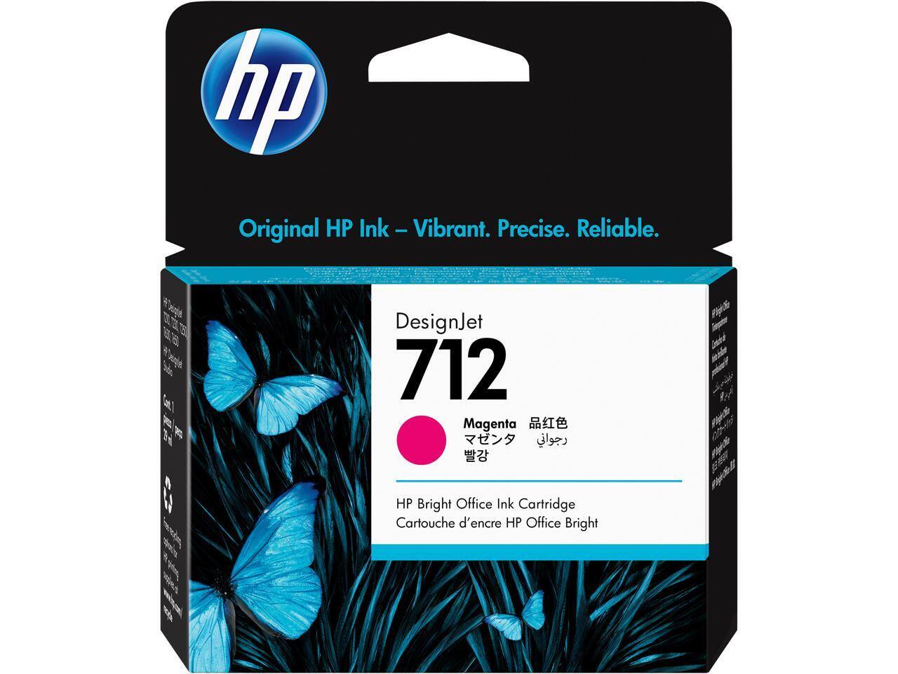 Original HP Ink - Vibrant. Precise. Reliable.
DesignJet 712 Magenta
HP Bright Office Ink Cartridge
Cartouche d'encre HP Office Bright