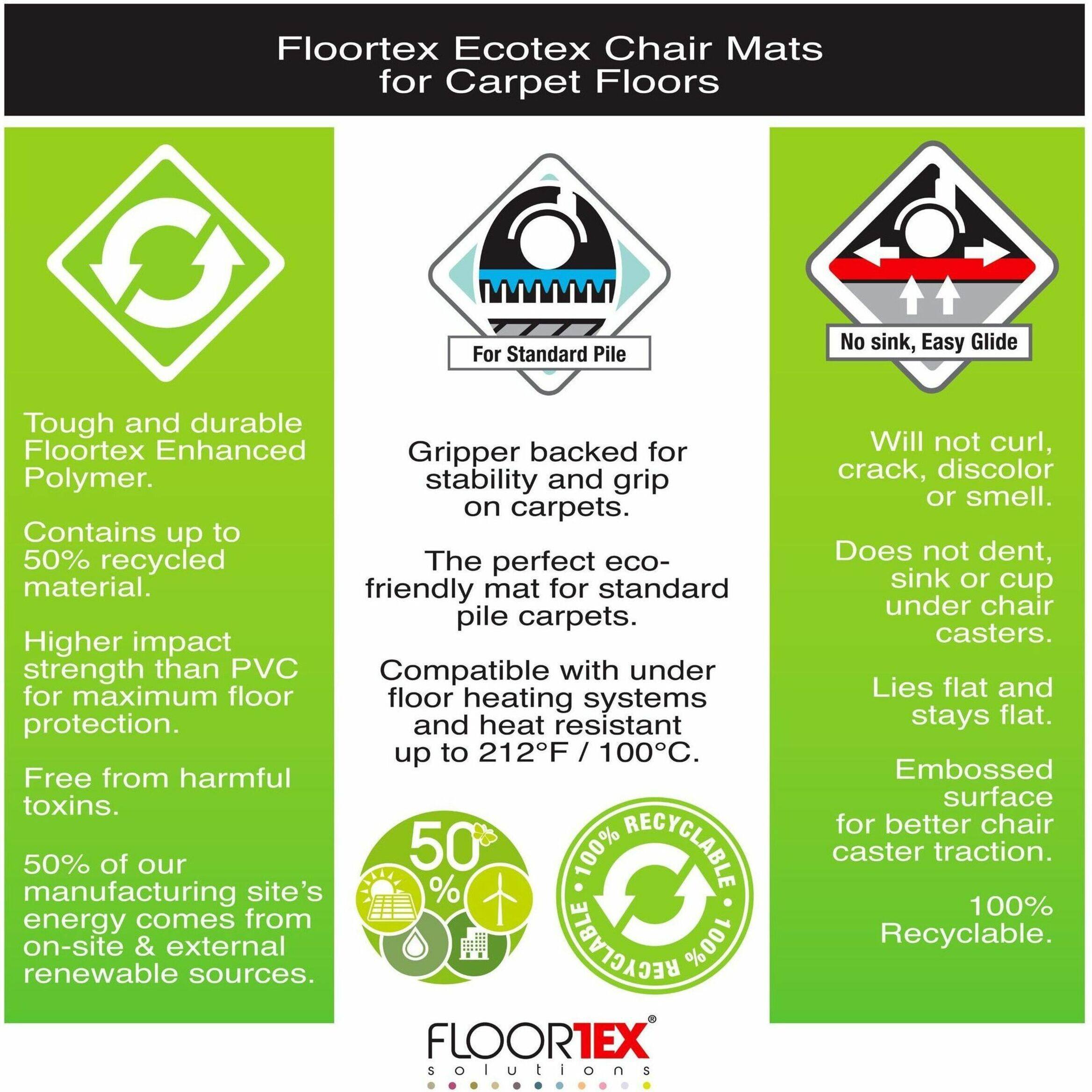 Alt View 25. Floortex - Cleartex Enhanced Polymer Lipped Chair Mat for Carpets up to 3/8'' - 48'' x 51'' - Clear.