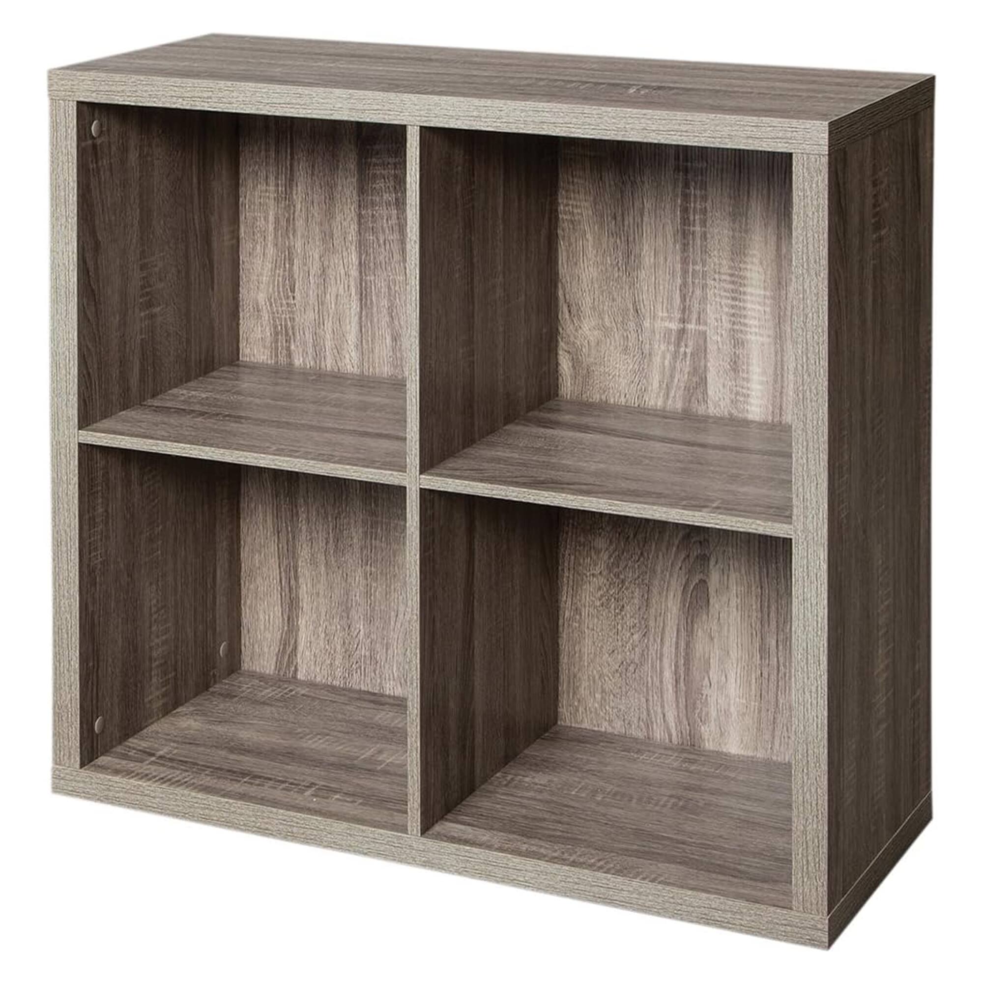 Alt View 1. ClosetMaid - ClosetMaid 4 Cube Storage Shelf Bookshelf Home Organizer with Back Panel, Gray - Weathered Gray.