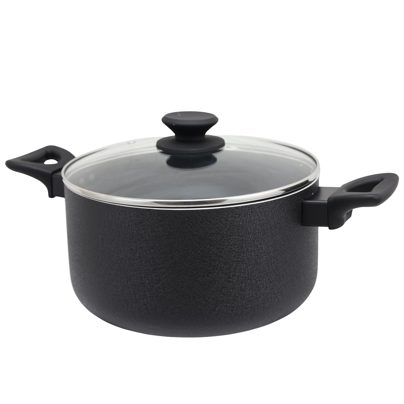 Oster - Ashford 6 Quart Aluminum Dutch Oven with Tempered Glass Lid - Black