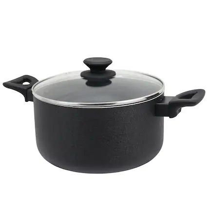 Front. Oster - Oster Ashford 6 Quart Aluminum Dutch Oven with Tempered Glass Lid in Black - Black.