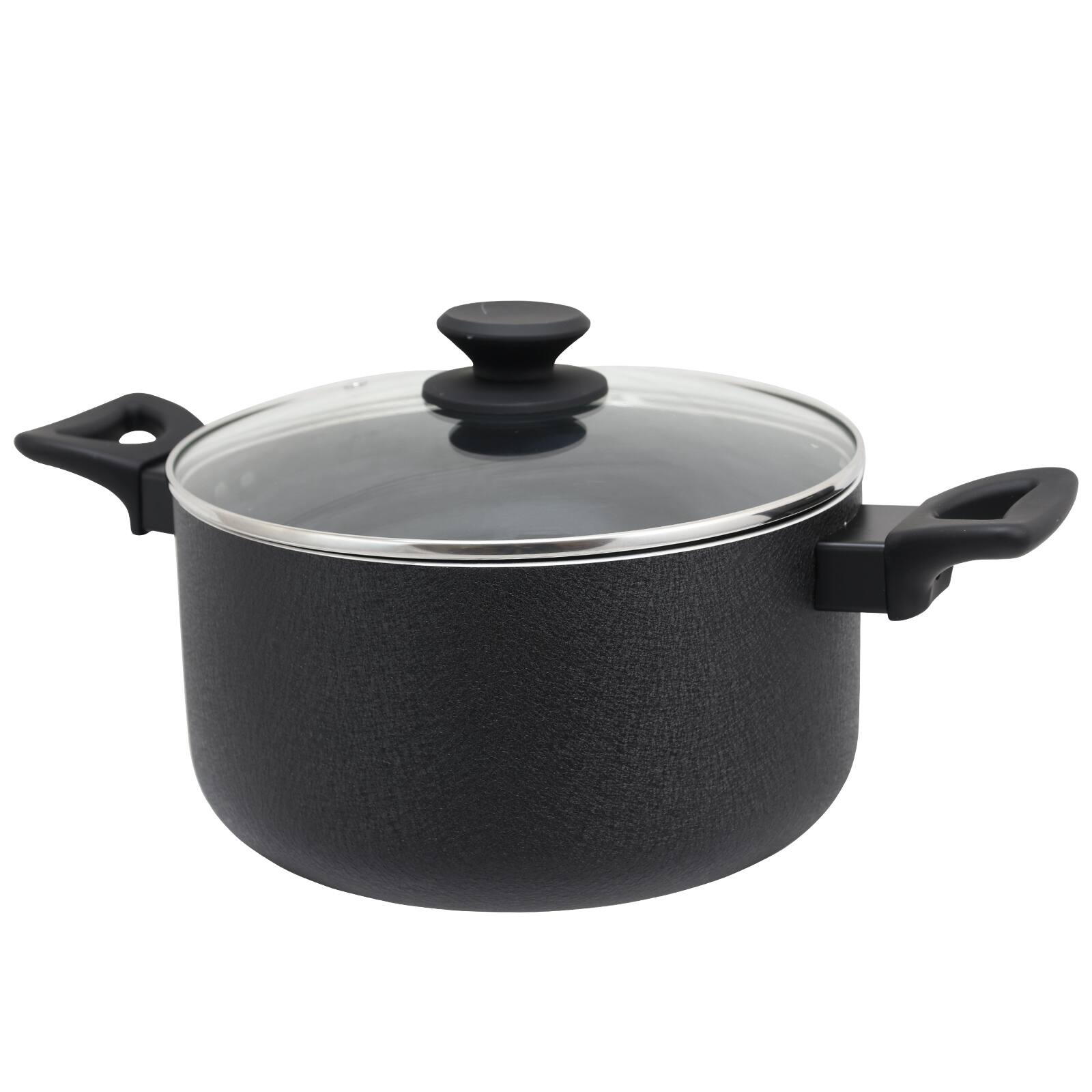 Front. Oster - Oster Ashford 6 Quart Aluminum Dutch Oven with Tempered Glass Lid in Black - Black.