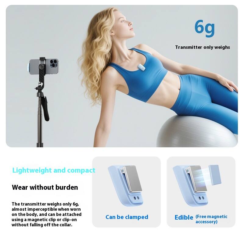 6g Transmitter only weighs

Lightweight and compact  
Wear without burden

The transmitter weighs only 6g, almost imperceptible when worn on the body, and can be attached using a magnetic clip or clip-on without falling off the collar.

Can be clamped  
Edible (Free magnetic accessory)