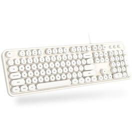 VEGA AUTOMOTIVE - Wired Full sized Typewriter Keyboards Usb Plug And Play Office With Number Pad Caps Indicators Foldable Sta - Creamy White
