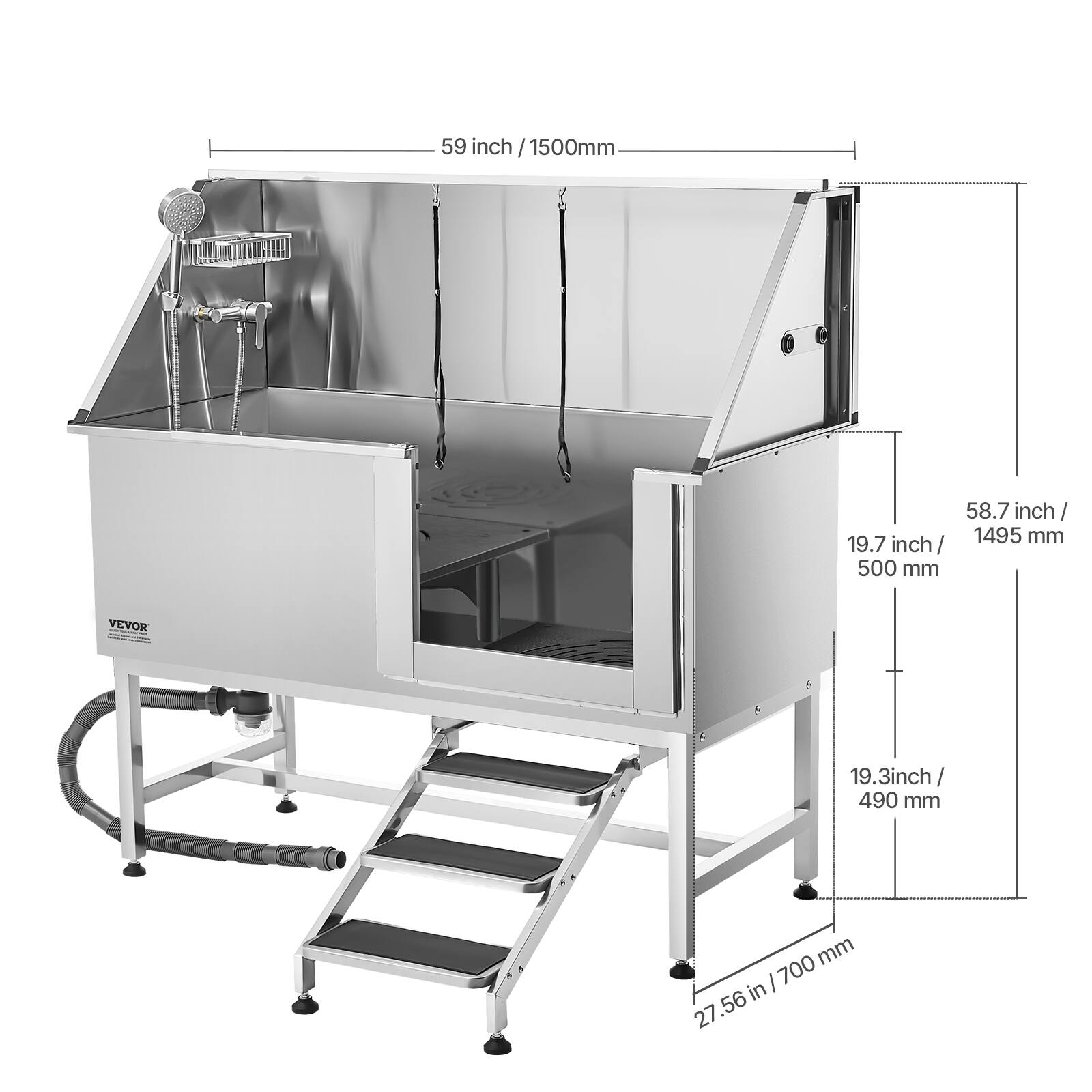 59 inch / 1500 mm  
58.7 inch / 1495 mm  
19.7 inch / 500 mm  
19.3 inch / 490 mm  
27.56 inch / 700 mm
