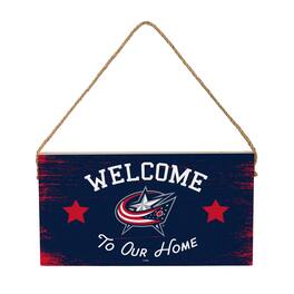 Evergreen Enterprises - Columbus Blue Jackets 6" x 11" Welcome Home Wood Wall Sign with Rope Hanger - Multicolor