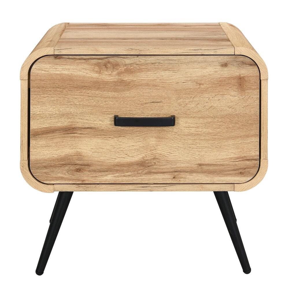 Back. New Classic Furniture - New Classic Furniture Rowan Wood 1-Drawer End Table in Natural/Beige (Set of 2) - Natural.