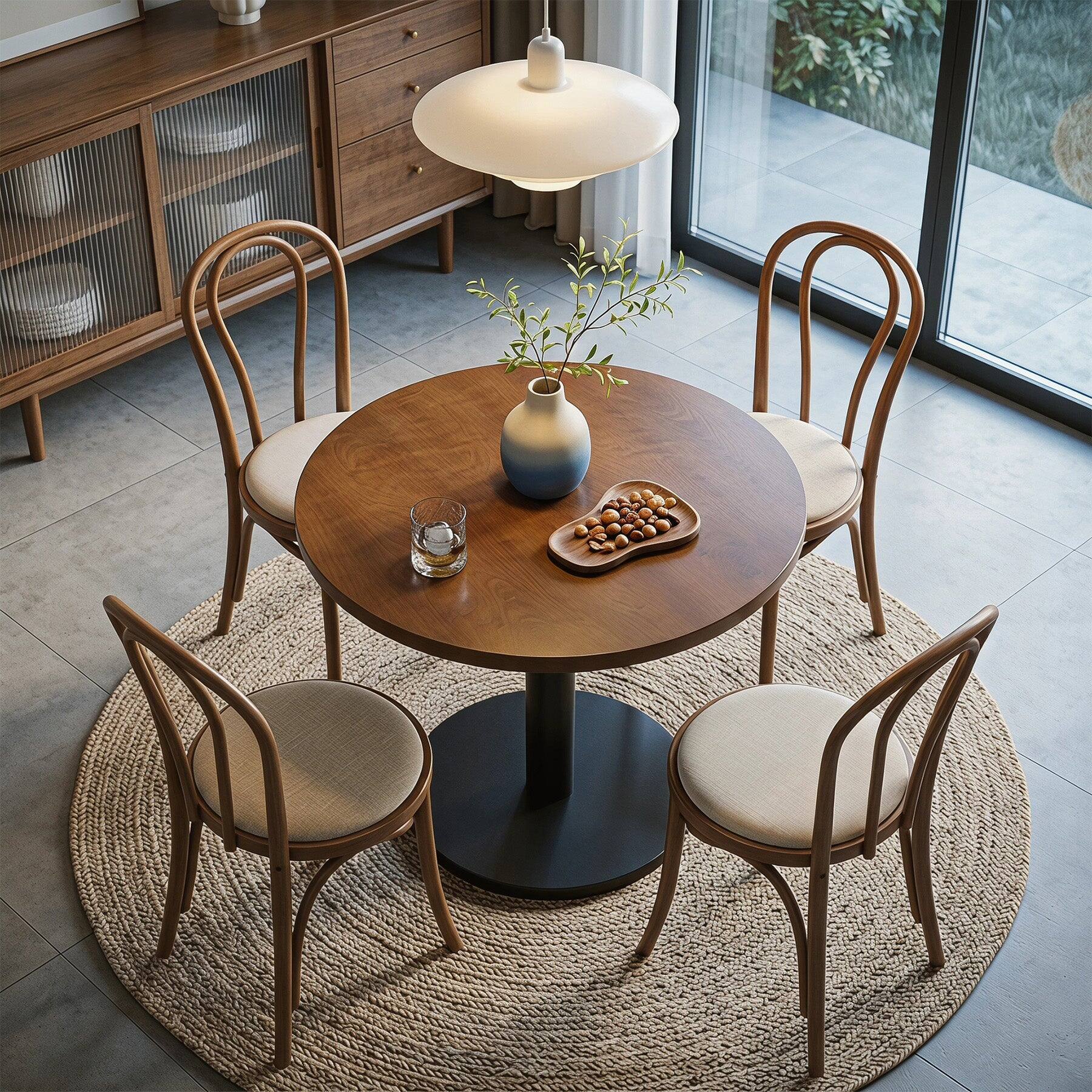 Alt View 1. Tribesigns - Solid Wood Dining Table with Metal Base and Space-Saving Design for Dining Room, Kitchen and Living Room - Brown.