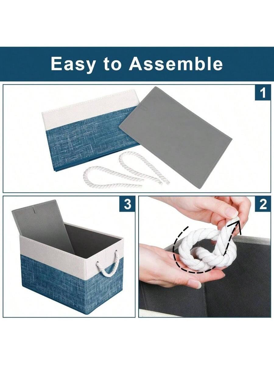 Easy to Assemble

1. Lay out the fabric pieces and rope.

2. Thread the rope through the fabric.

3. Assemble the box.