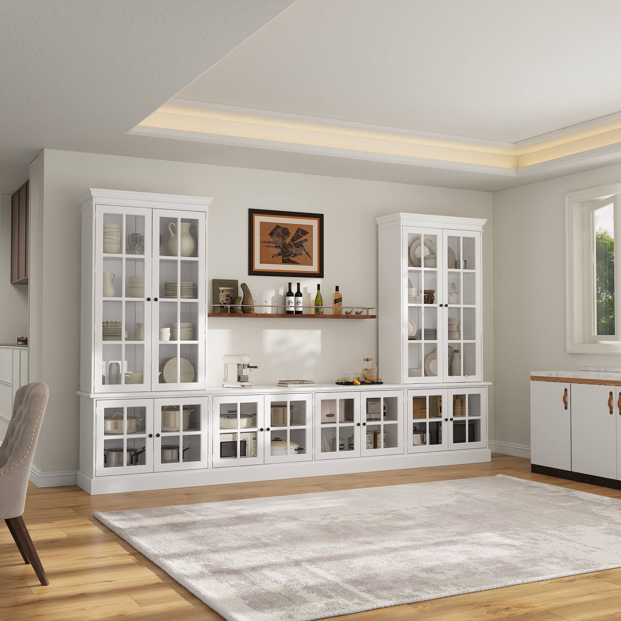 Alt View 5. Famapy - Famapy Large Glass - Door Display Cabinet Set for Living Room & Dining Area - White.