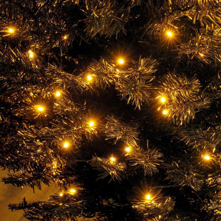 Alt View 9. PULUZ - 7ft Pencil Christmas Tree, Slim Artificial Christmas Tree with Realistic Branches and Warm White LED Lights - Black.