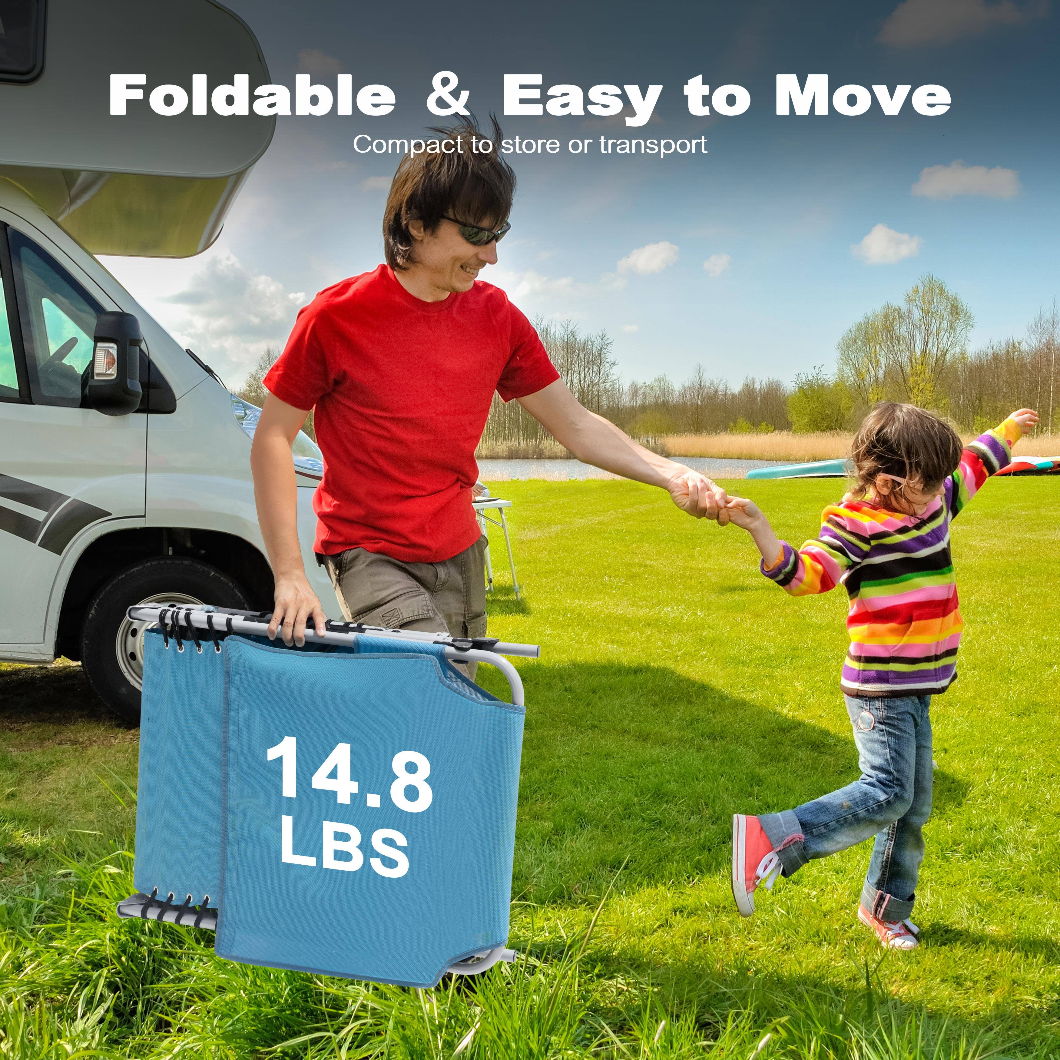 Foldable & Easy to Move  
Compact to store or transport  
14.8 LBS