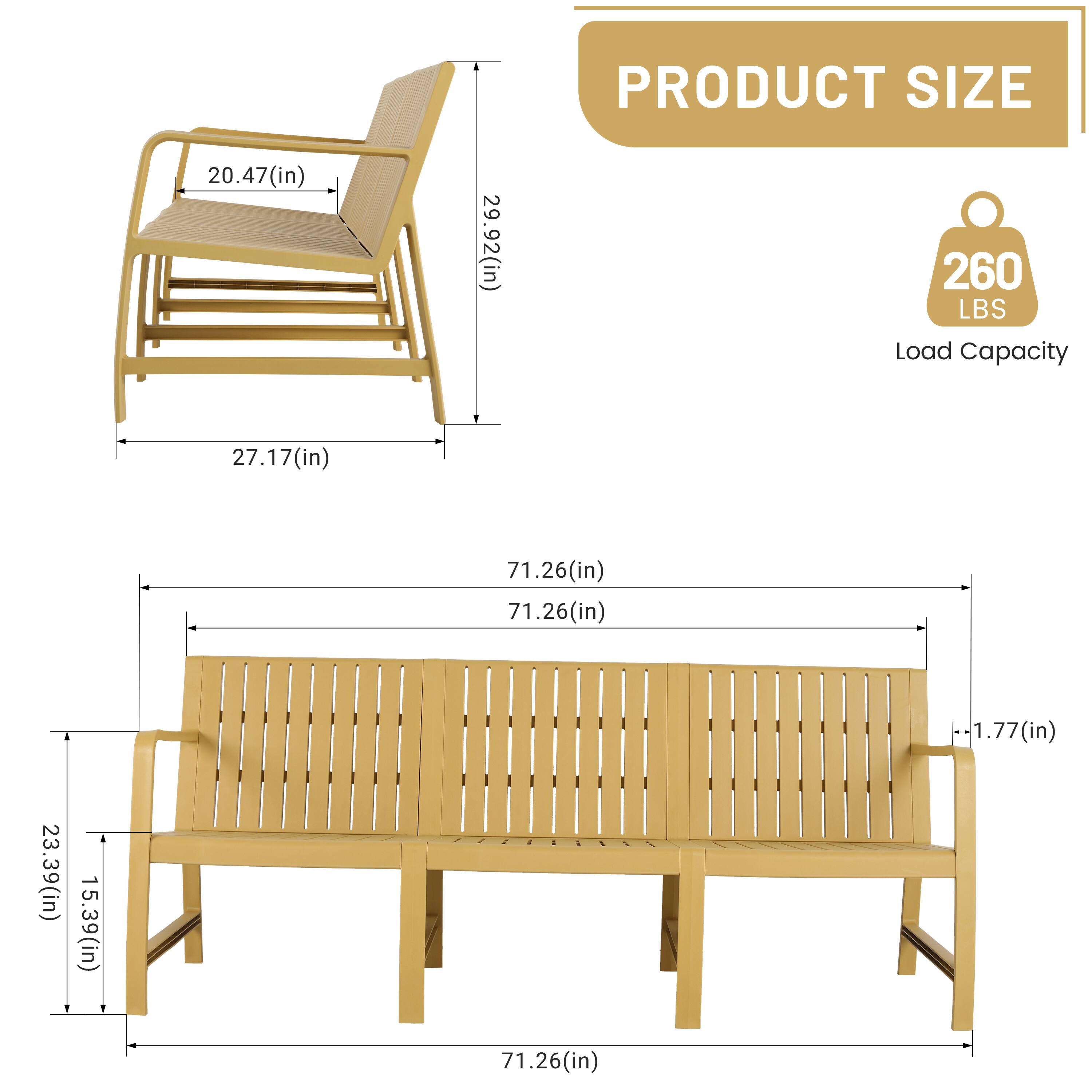 PRODUCT SIZE  
20.47(in) x 29.92(in) x 27.17(in)  
Load Capacity: 260 LBS  
71.26(in) x 71.26(in) x 23.39(in) x 15.39(in) x 1.77(in)