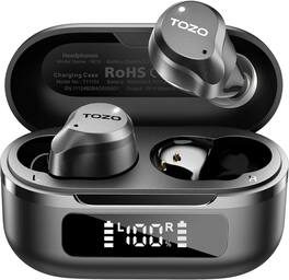 TOZO - Aerosound Hybrid Active Noise Cancelling Wireless Earbuds LED Display IPX8 Waterproof