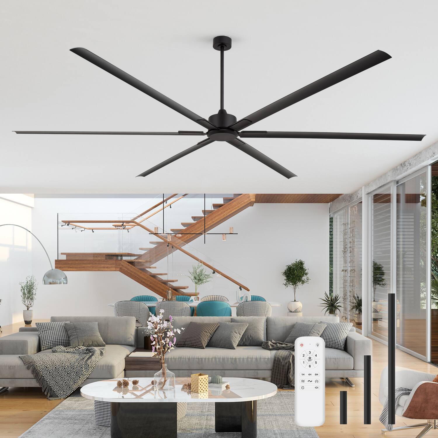 Breezary 120/144 Inch 12ft HVLS Industrial Ceiling Fan, DC Motor