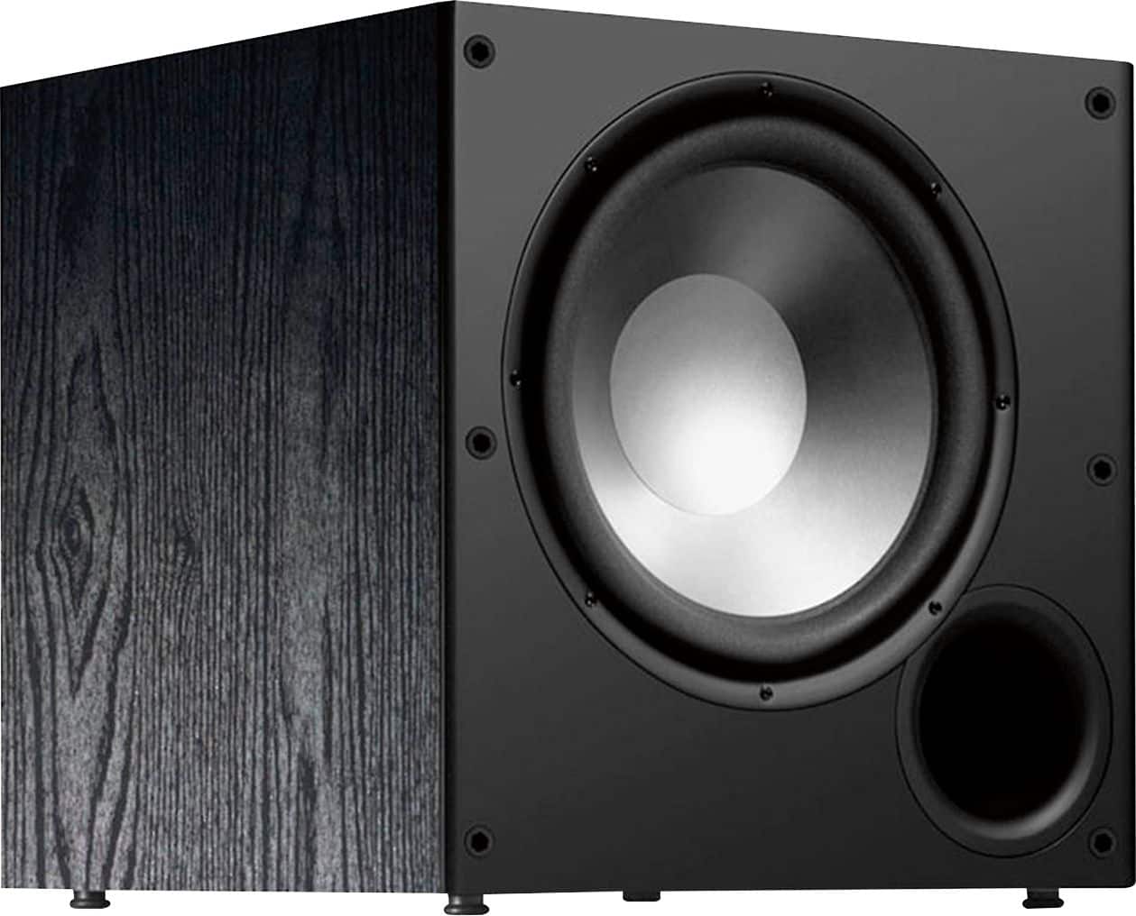 Angle. Polk Audio - PSW108 10" Powered Subwoofer, 100W Peak Power, Explosive Performance for Movies & Music - Black.