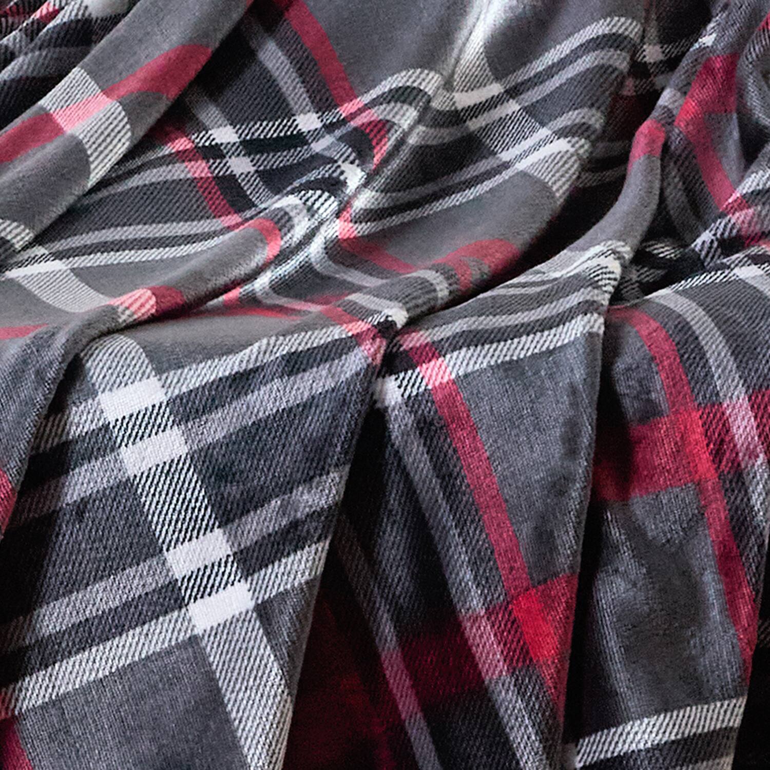 Alt View 1. Plazatex - Plazatex Midnight Plaid 100% Polyester Lightweight Reversible Throw Blanket 50" x 60" Red Black - Red - Black.