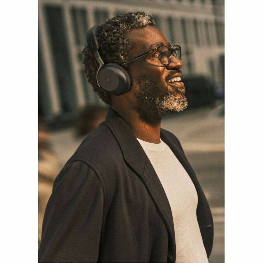 Alt View 3. Jabra - Jabra Evolve3 75 Headset - Stereo - Wireless - Bluetooth - 98.4 ft - 35 Ohm - 20 Hz to 20 kHz - Over-the-head, On-ear - Black.