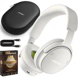 Bundle - Bose - QuietComfort Headphones 2nd Gen Over-Ear Bluetooth Wireless + 26-Month Extended Warranty Protection - White Smoke