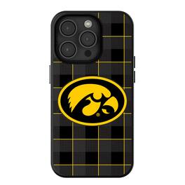Keyscaper - NCAA - Iowa Hawkeyes Plaid Magnetic Bump iPhone Case - 15 - Black