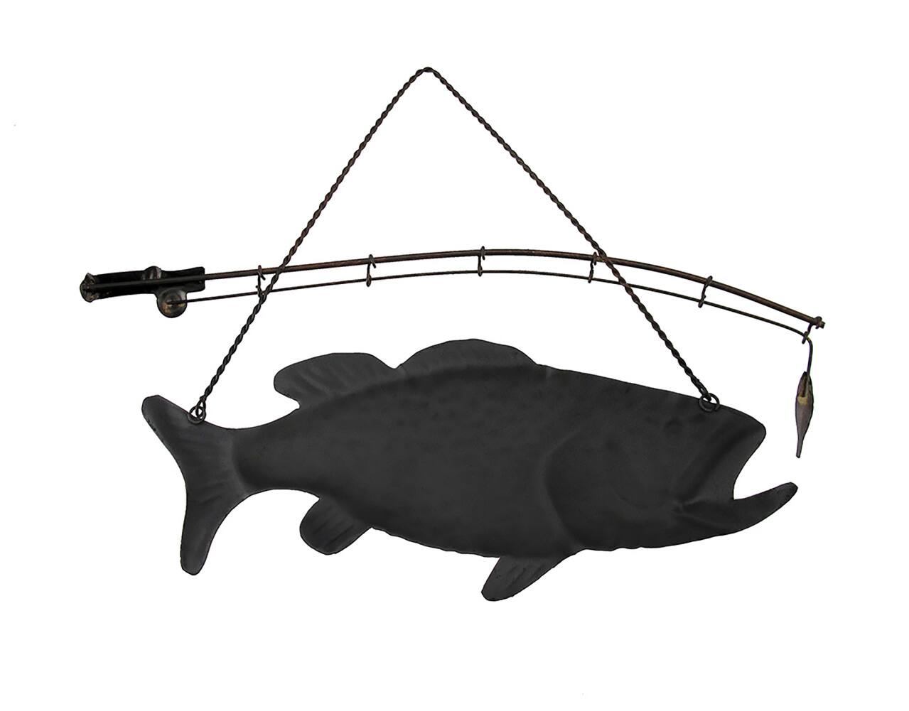 Alt View 2. Zeckos - Rustic Finish Largemouth Bass Metal Wall Hanging - Brown.