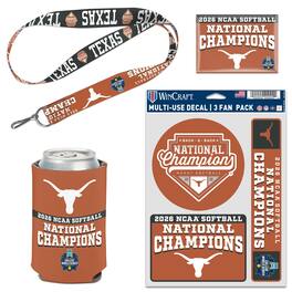 WinCraft - Texas Longhorns 2026 NCAA Softball Women's College World Series Champions Four-Piece Fan Pack - Multicolor