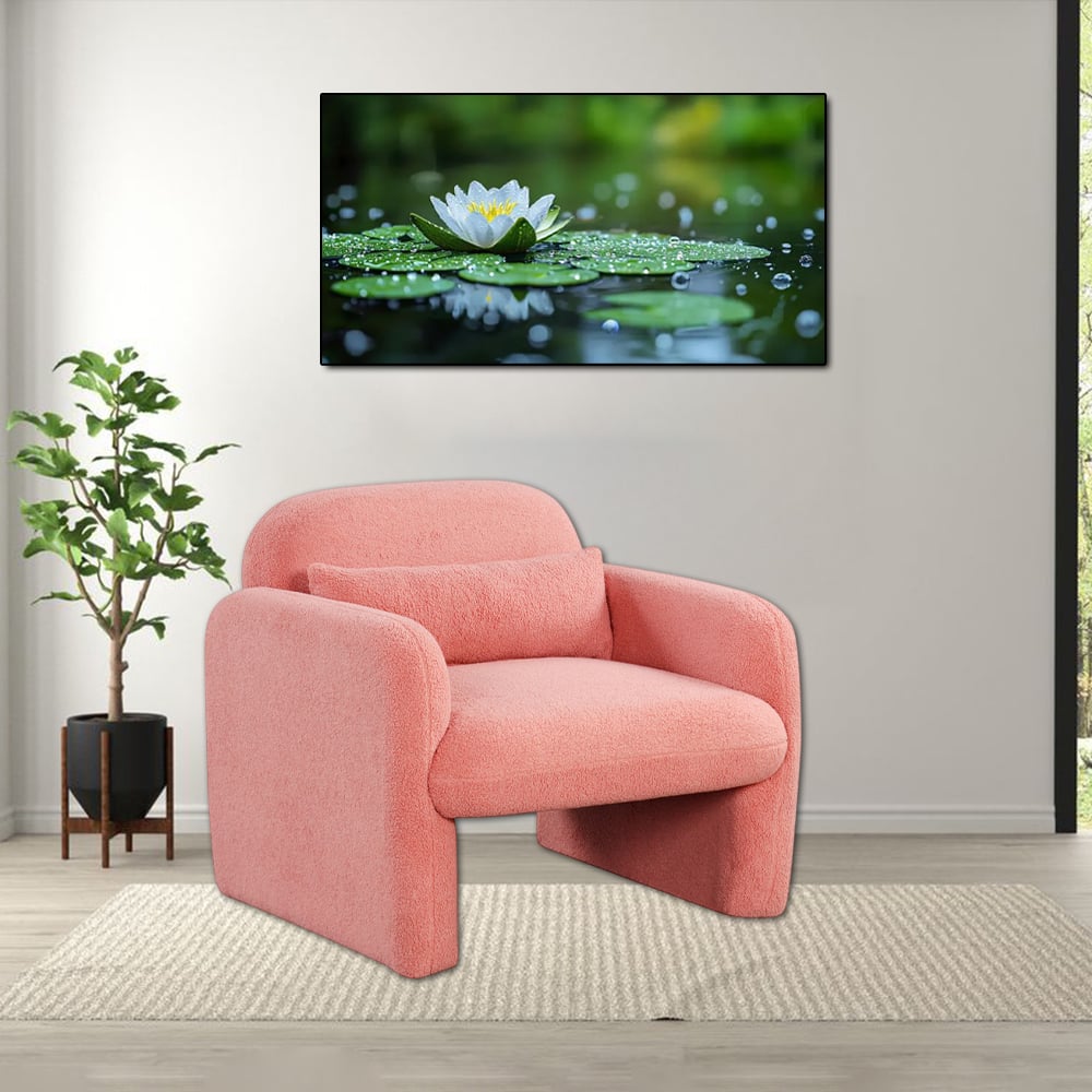 BreeBe - Contemporary Armchair with Lumbar Pillow for Bedroom and Living Room Comfort - Pink