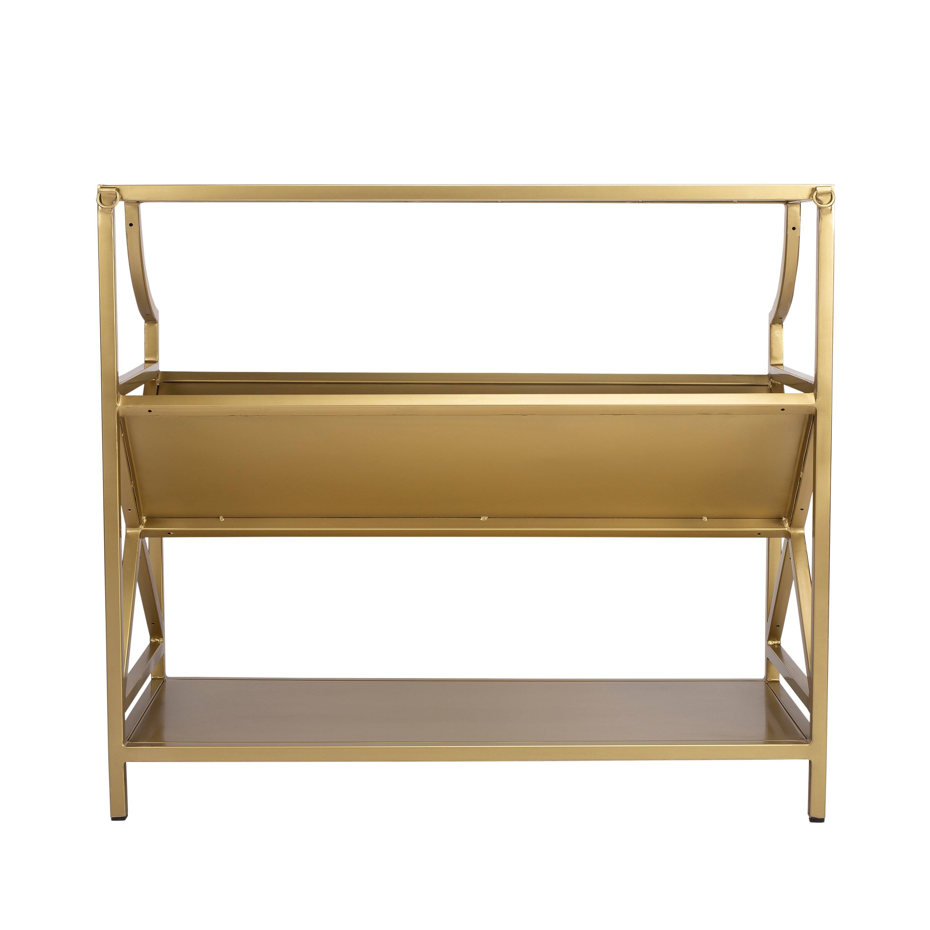 Alt View 5. Butler Specialty - Keats 36 in. W Rectangular Iron 2-Tier Library Bookcase - Gold.
