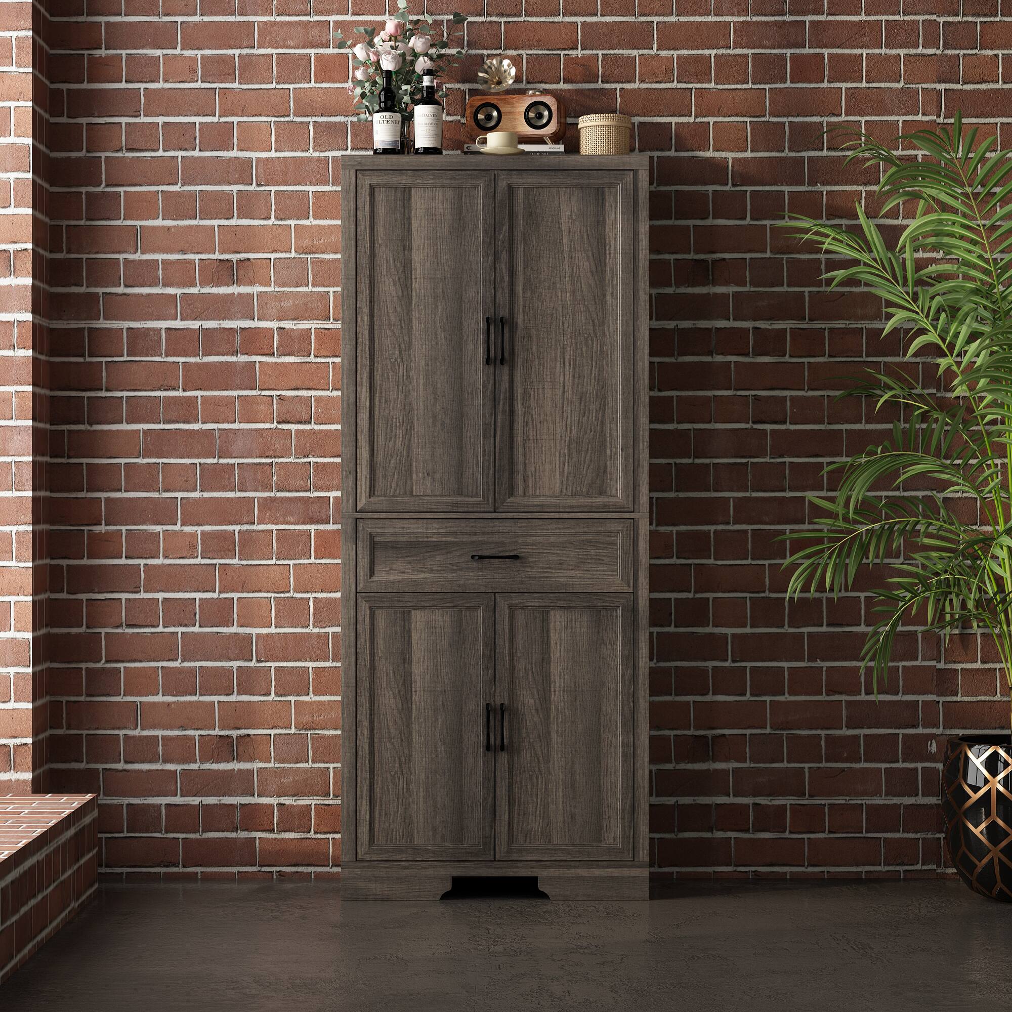 Alt View 6. Famapy - Famapy Storage Cabinet with Drawer & Doors - Durable Hinges & Anti - Tip Design - Dark Gray.