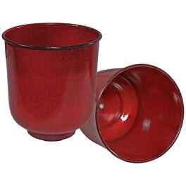 Sunnydaze - Vivian Metal Planter - 11 in - Set of 2 - Ruby Glaze