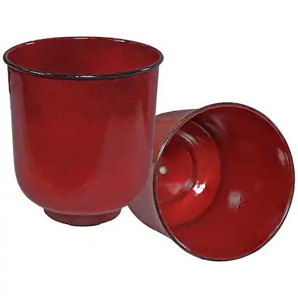 Front. Sunnydaze - Vivian Metal Planter - 11 in - Set of 2 - Ruby Glaze.