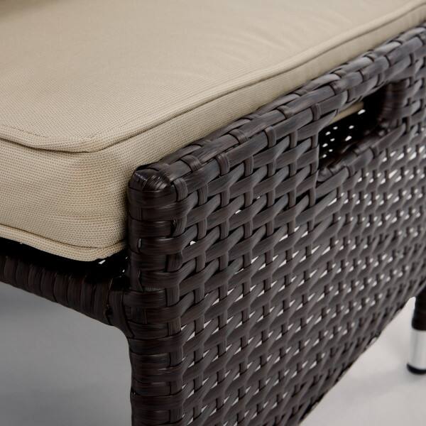Alt View 4. Serta - Serta Laguna 5-Piece Outdoor Patio Furniture Set, Brown Wicker with Beige Cushions - Beige.